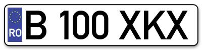 Placuta inmatriculare numar auto  B-100-XKX, B 100 XKX, B100XKX