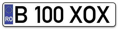 Placuta inmatriculare numar auto  B-100-XOX, B 100 XOX, B100XOX