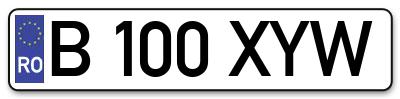Placuta inmatriculare numar auto  B-100-XYW, B 100 XYW, B100XYW