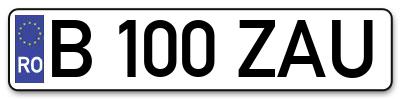 Placuta inmatriculare numar auto  B-100-ZAU, B 100 ZAU, B100ZAU