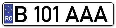 Placuta inmatriculare numar auto  B-101-AAA, B 101 AAA, B101AAA