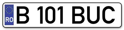 Placuta inmatriculare numar auto  B-101-BUC, B 101 BUC, B101BUC