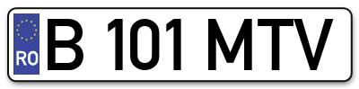 Placuta inmatriculare numar auto  B-101-MTV, B 101 MTV, B101MTV