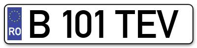 Placuta inmatriculare numar auto  B-101-TEV, B 101 TEV, B101TEV