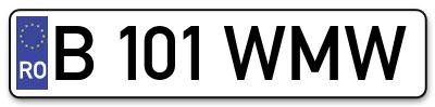 Placuta inmatriculare numar auto  B-101-WMW, B 101 WMW, B101WMW