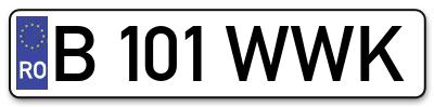 Placuta inmatriculare numar auto  B-101-WWK, B 101 WWK, B101WWK