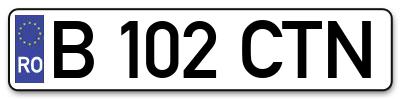 Placuta inmatriculare numar auto  B-102-CTN, B 102 CTN, B102CTN