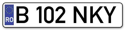 Placuta inmatriculare numar auto  B-102-NKY, B 102 NKY, B102NKY