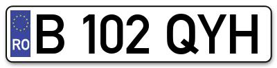Placuta inmatriculare numar auto  B-102-QYH, B 102 QYH, B102QYH