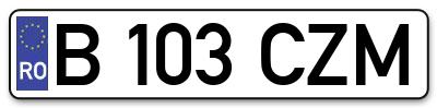 Placuta inmatriculare numar auto  B-103-CZM, B 103 CZM, B103CZM