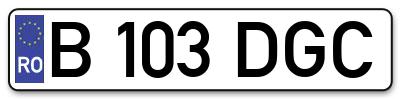 Placuta inmatriculare numar auto  B-103-DGC, B 103 DGC, B103DGC
