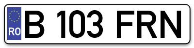 Placuta inmatriculare numar auto  B-103-FRN, B 103 FRN, B103FRN