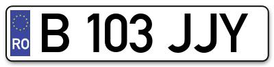 Placuta inmatriculare numar auto  B-103-JJY, B 103 JJY, B103JJY
