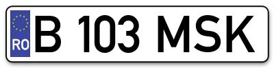 Placuta inmatriculare numar auto  B-103-MSK, B 103 MSK, B103MSK