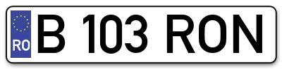 Placuta inmatriculare numar auto  B-103-RON, B 103 RON, B103RON