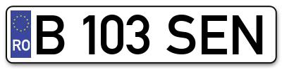Placuta inmatriculare numar auto  B-103-SEN, B 103 SEN, B103SEN