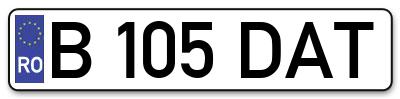 Placuta inmatriculare numar auto  B-105-DAT, B 105 DAT, B105DAT