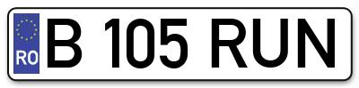 Placuta inmatriculare numar auto  B-105-RUN, B 105 RUN, B105RUN