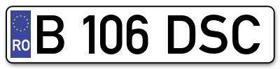 Placuta inmatriculare numar auto  B-106-DSC, B 106 DSC, B106DSC