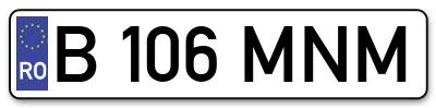 Placuta inmatriculare numar auto  B-106-MNM, B 106 MNM, B106MNM