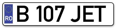 Placuta inmatriculare numar auto  B-107-JET, B 107 JET, B107JET