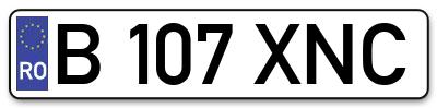 Placuta inmatriculare numar auto  B-107-XNC, B 107 XNC, B107XNC