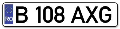 Placuta inmatriculare numar auto  B-108-AXG, B 108 AXG, B108AXG