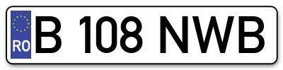 Placuta inmatriculare numar auto  B-108-NWB, B 108 NWB, B108NWB