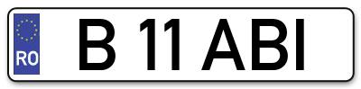 Placuta inmatriculare numar auto  B-11-ABI, B 11 ABI, B11ABI