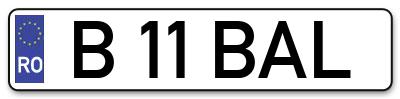 Placuta inmatriculare numar auto  B-11-BAL, B 11 BAL, B11BAL