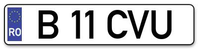 Placuta inmatriculare numar auto  B-11-CVU, B 11 CVU, B11CVU