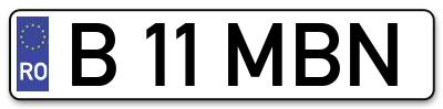 Placuta inmatriculare numar auto  B-11-MBN, B 11 MBN, B11MBN