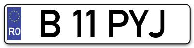 Placuta inmatriculare numar auto  B-11-PYJ, B 11 PYJ, B11PYJ