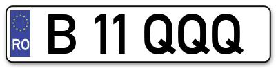 Placuta inmatriculare numar auto  B-11-QQQ, B 11 QQQ, B11QQQ