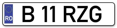 Placuta inmatriculare numar auto  B-11-RZG, B 11 RZG, B11RZG