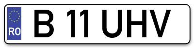 Placuta inmatriculare numar auto  B-11-UHV, B 11 UHV, B11UHV