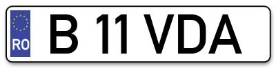 Placuta inmatriculare numar auto  B-11-VDA, B 11 VDA, B11VDA