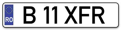 Placuta inmatriculare numar auto  B-11-XFR, B 11 XFR, B11XFR