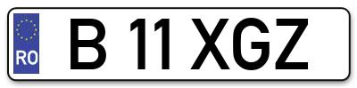 Placuta inmatriculare numar auto  B-11-XGZ, B 11 XGZ, B11XGZ