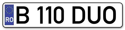 Placuta inmatriculare numar auto  B-110-DUO, B 110 DUO, B110DUO