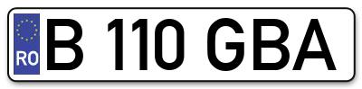 Placuta inmatriculare numar auto  B-110-GBA, B 110 GBA, B110GBA