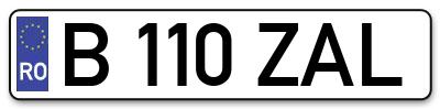 Placuta inmatriculare numar auto  B-110-ZAL, B 110 ZAL, B110ZAL