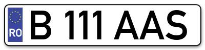 Placuta inmatriculare numar auto  B-111-AAS, B 111 AAS, B111AAS