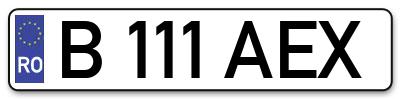 Placuta inmatriculare numar auto  B-111-AEX, B 111 AEX, B111AEX