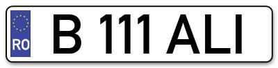 Placuta inmatriculare numar auto  B-111-ALI, B 111 ALI, B111ALI