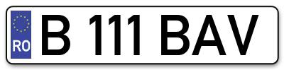 Placuta inmatriculare numar auto  B-111-BAV, B 111 BAV, B111BAV