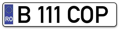 Placuta inmatriculare numar auto  B-111-COP, B 111 COP, B111COP