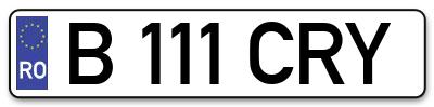 Placuta inmatriculare numar auto  B-111-CRY, B 111 CRY, B111CRY