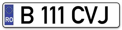 Placuta inmatriculare numar auto  B-111-CVJ, B 111 CVJ, B111CVJ