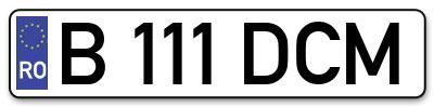 Placuta inmatriculare numar auto  B-111-DCM, B 111 DCM, B111DCM